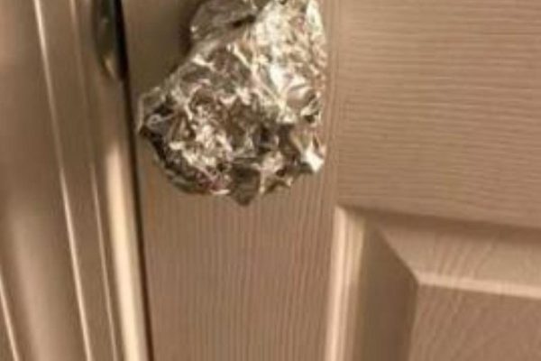 foil on doorknob